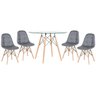 Conjunto de Mesa de Vidro Eames 100cm + 4 Cadeiras Estofadas Eames Eiffel Botonê - Cinza Escuro - 1