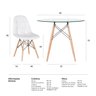 Conjunto de Mesa de Vidro Eames 90cm + 4 Cadeiras Estofadas Eames Eiffel Botonê - Branco - 9