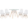 Conjunto de Mesa de Vidro Eames 90cm + 4 Cadeiras Estofadas Eames Eiffel Botonê - Branco - 1
