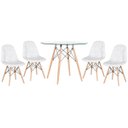 Ver imagem 1 de Conjunto de Mesa de Vidro Eames 90cm + 4 Cadeiras Estofadas Eames Eiffel Botonê - Branco