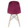 Cadeira Estofada Eames Botonê Veludo - Eiffel - Vinho - Bordô - Madeira Clara - 4
