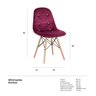 Cadeira Estofada Eames Botonê Veludo - Eiffel - Vinho - Bordô - Madeira Clara - 5