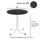 Ver imagem 4 de Mesa de Jantar Redonda 80cm Branca Tampo Preto com 4 Cadeiras Estofada Off-White Encosto Madeira Urb