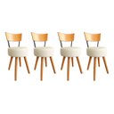 Ver imagem 3 de Mesa de Jantar Redonda 80cm Branca Tampo Preto com 4 Cadeiras Estofada Off-White Encosto Madeira Urb
