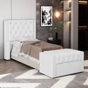 Ver imagem 2 de Cabeceira e Calçadeira Báu Solteiro Atena 90cm Capitonê Sintético Branco - Desk Design