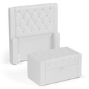 Ver imagem 1 de Cabeceira e Calçadeira Báu Solteiro Atena 90cm Capitonê Sintético Branco - Desk Design