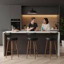 Ver imagem 2 de Kit 02 Banquetas Alta para Cozinha Área Gourmet Nápoles Couríssimo Preto - Abmaza