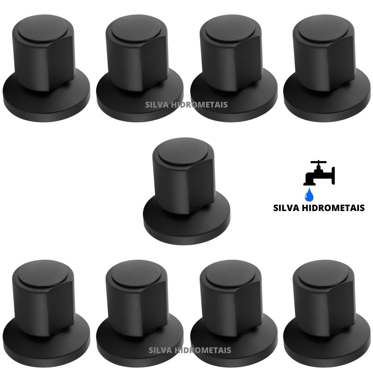Kit 9 Acabamento Registro Banheiro C40 Abs Preto Padrao Deca - 1