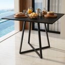 Ver imagem 5 de Mesa Santorine Quadrada Estilo Industrial Sala de Jantar e Reunião MDF e Aço Preto/Preto Lh Móveis