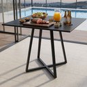 Ver imagem 2 de Mesa Santorine Quadrada Estilo Industrial Sala de Jantar e Reunião MDF e Aço Preto/Preto Lh Móveis