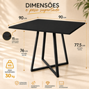 Ver imagem 2 de Mesa Santorine Quadrada Estilo Industrial Sala de Jantar e Reunião MDF e Aço Preto/Preto Lh Móveis