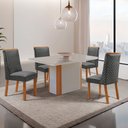 Ver imagem 1 de Mesa de Jantar Isadora 120cm Tampo MDF Vidro Canto Copo com 4 Cadeiras Yasmin