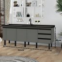 Ver imagem 5 de Gabinete Cozinha 194cm Armário 3 Portas 3 Gavetas Multiuso: Cinza Fosco