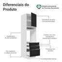 Ver imagem 3 de Torre Quente 60 Cm 1 Porta 3 Gavetas Branco/preto Lux Madesa