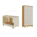 Ver imagem 2 de Quarto de Bebê Guarda Roupa Berço Minicama 4 em 1 Levy MDF Espresso Móveis Bege/Amêndoa/Off White