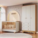 Ver imagem 1 de Quarto de Bebê Guarda Roupa Berço Minicama 4 em 1 Levy MDF Espresso Móveis Bege/Amêndoa/Off White