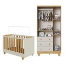 Ver imagem 4 de Quarto de Bebê Guarda Roupa Berço Minicama 4 em 1 Levy MDF Espresso Móveis Bege/Amêndoa/Off White