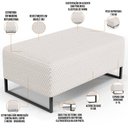 Ver imagem 3 de Puff Decorativo Sala de Estar Cléo Base de Ferro Preto 90 cm W01 Bouclê Cru - Lyam Decor