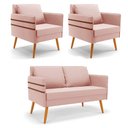 Ver imagem 1 de Kit 01 Namoradeira 02 Lugares e 02 Poltronas Castanho Rose