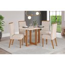 Ver imagem 1 de Conjunto: Mesa Sala Jantar Natalí C/ Tampo Madeirado C/ Vidro Reto 120x80cm e 4 Cadeiras Nina