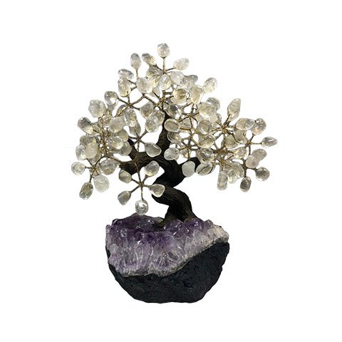 Árvore De Cristal 24 Galhos e 120 Pedras - Altura 18 Cm