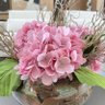 Arranjo Grande Centro de Mesa Hortênsias Rosa Artificial Vaso Incolor - 3