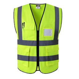 Colete faixa Sinalizador Refletivo Segurança Trabalho Blusao Fluorescente Obra Bolsos Ziper EPI - 3
