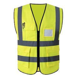 Colete faixa Sinalizador Refletivo Segurança Trabalho Blusao Fluorescente Obra Bolsos Ziper EPI - 5