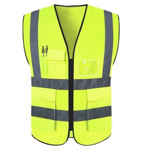 Colete faixa Sinalizador Refletivo Segurança Trabalho Blusao Fluorescente Obra Bolsos Ziper EPI