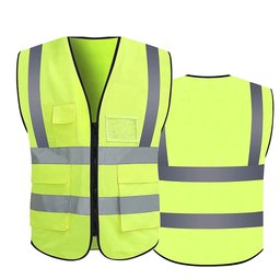 Colete faixa Sinalizador Refletivo Segurança Trabalho Blusao Fluorescente Obra Bolsos Ziper EPI - 2