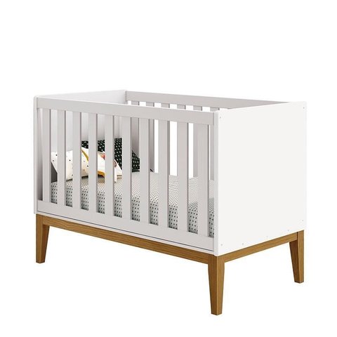 Berço Americano New Classic Branco com Pés Madeira – Reller