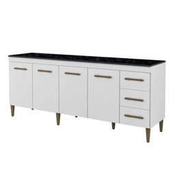 Balcão de Cozinha Atenas 4 Portas 3 Gavetas Branco - 1