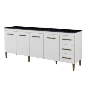 Balcão de Cozinha Atenas 4 Portas 3 Gavetas Branco