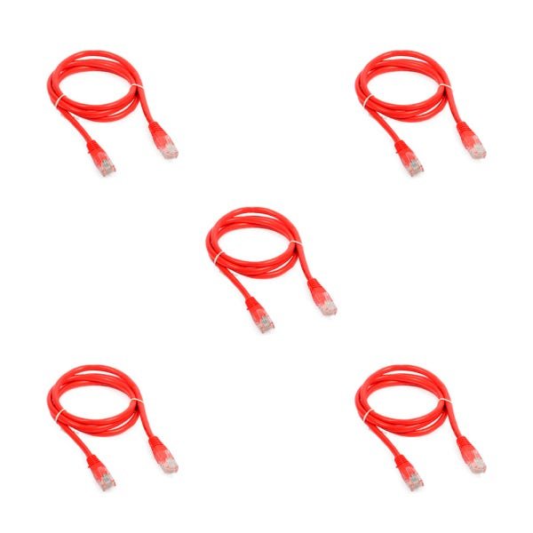 Kit com 5 Patch Cord CAT5E U/UTP 1,5M Vermelho - Nexans - 1