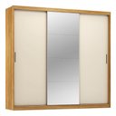 Ver imagem 1 de Guarda Roupa Dalila 3 Portas, 4 Gavetas e 3 Cabideiros Flex Cinamon Touch/off White com Espelho -