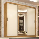 Ver imagem 2 de Guarda Roupa Dalila 3 Portas, 4 Gavetas e 3 Cabideiros Flex Cinamon Touch/off White com Espelho -