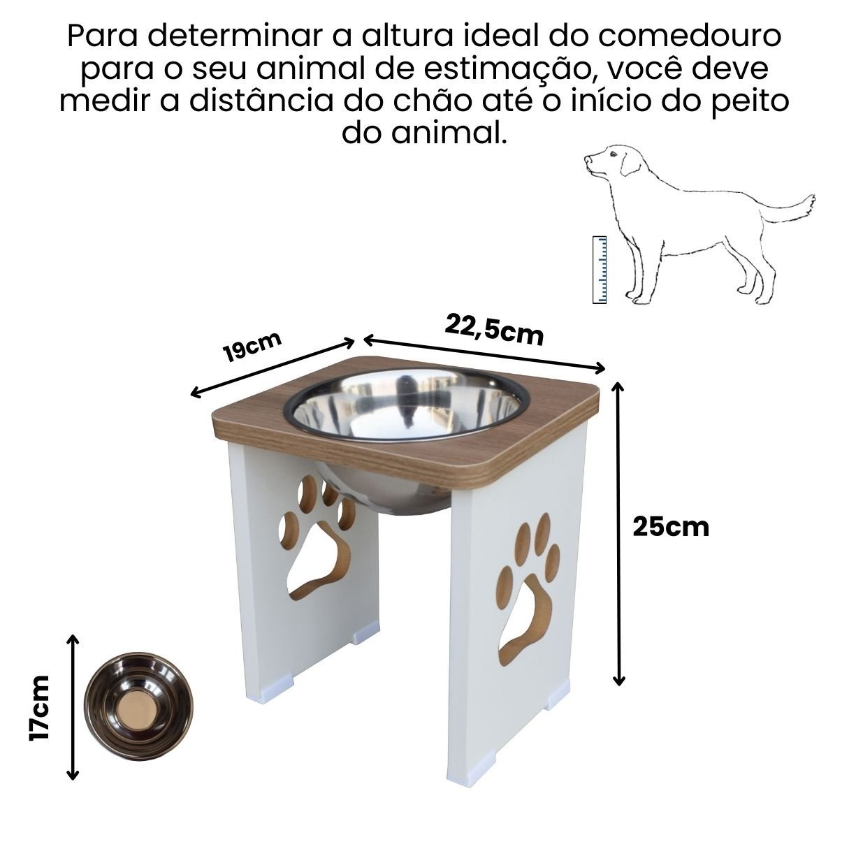 Comedouro para Cachorro Grande Elevado Pet Mdf 25 Cm - Inox - 3