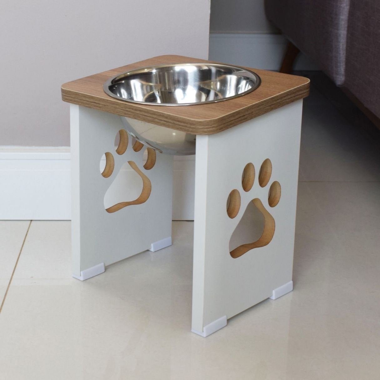 Comedouro para Cachorro Grande Elevado Pet Mdf 25 Cm - Inox - 6