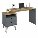 Ver imagem 6 de Kit Escrivaninha Mesa Escritório com Regulagem Estilo Plus 2 Gavetas 143,5cm com Prateleira Suspensa Cinza/Olmo/Grafito/Preto Artany