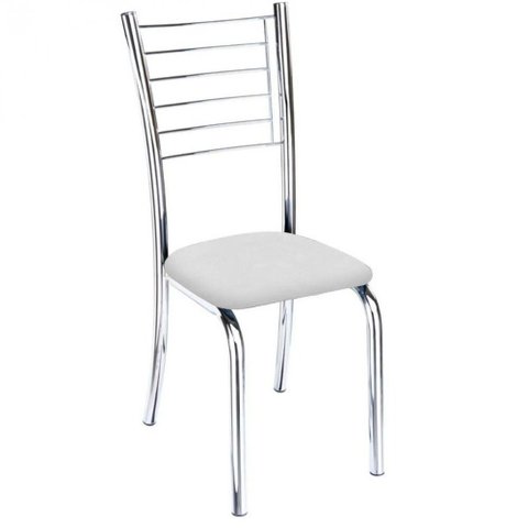 Cadeira de Jantar Lara Cromada para Cozinha Assento Sintético Branco - Aurora Line