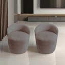 Ver mais imagens de Kit 2 Poltronas Decorativa Yara Orgânica Suede Capuccino