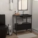 Ver imagem 2 de Gabinete Banheiro Ferro Iron Black com Gaveteiro 80x45 Cm