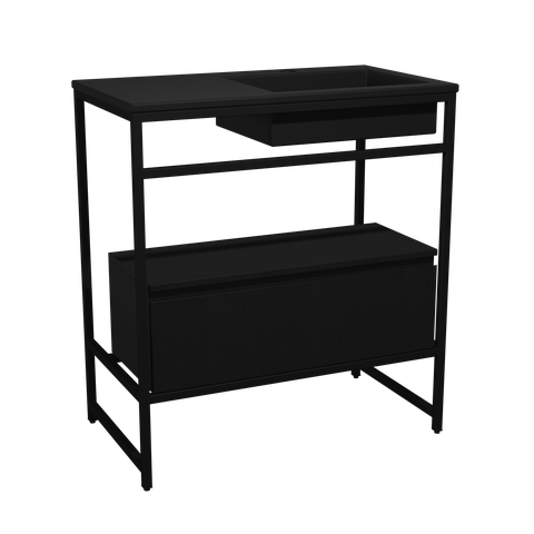 Gabinete Banheiro Ferro Iron Black com Gaveteiro 80x45 Cm