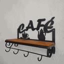 Ver imagem 2 de Prateleira Café com 4 Ganchos em Madeira de Demolição e Ferro Sudeste Rústico