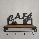 Ver imagem 3 de Prateleira Café com 4 Ganchos em Madeira de Demolição e Ferro Sudeste Rústico