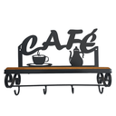 Ver imagem 1 de Prateleira Café com 4 Ganchos em Madeira de Demolição e Ferro Sudeste Rústico