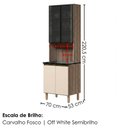 Ver imagem 3 de Paneleiro 4 Portas MDF Vidro 70x221 cm Kali 183488 Carvalho Toq Off White Nicioli