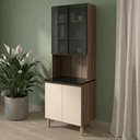 Ver imagem 2 de Paneleiro 4 Portas MDF Vidro 70x221 cm Kali 183488 Carvalho Toq Off White Nicioli