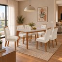 Ver imagem 1 de Conjunto de Mesa de Jantar Dublin 180 Tp MDF Laminado Canto Copo 6 Cadeiras Valentina