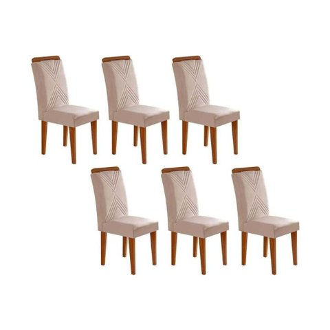 Cadeira de Cozinha Amsterdã Kit 6 Un Capuccino/suede Creme - Rufato
